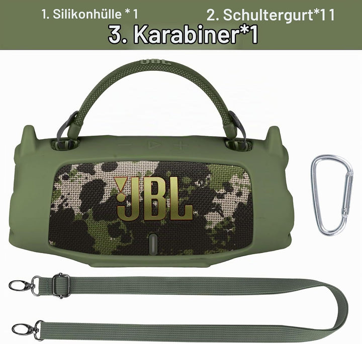 Silikonhülle Tragetasche Case für JBL Charge 6 Tragbarer Lautsprecher, mit Schultergurten und Bergst