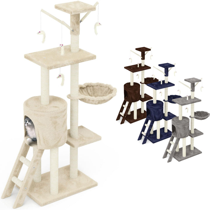 Beltom® KRATZBAUM KATZENKRATZBAUM KLETTERBAUM KATZENBAUM SPIELBAUM 140 cm. Park Spiele - Beige, Beig