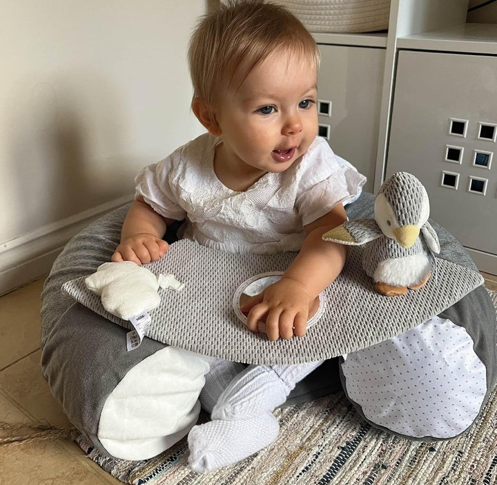 Nuby Penguin Sit-Me-Up Babyschale – aufblasbarer Sit & Play Bodensitz | Abnehmbares Tablett | maschi