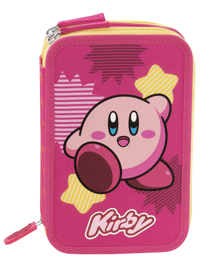 Kirby Mit Stift Frixion, Federmäppchen mit 3 Reissverschlüssen, Unisex, Kinder und Jungen, Rosa (Pin