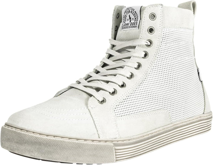 John Doe Neo XTM Motorrad Sneaker Leder CE-Zertifiziert Weiss Braun Gr. 42.5 42.5 EU White Brown, 42