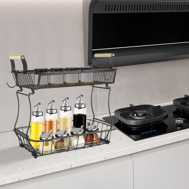 Aufbewahrungskorb aus Metalldraht, Obstständer für Brot, Snacks, Obstkorb mit 2 Bananenbügeln, Obst-