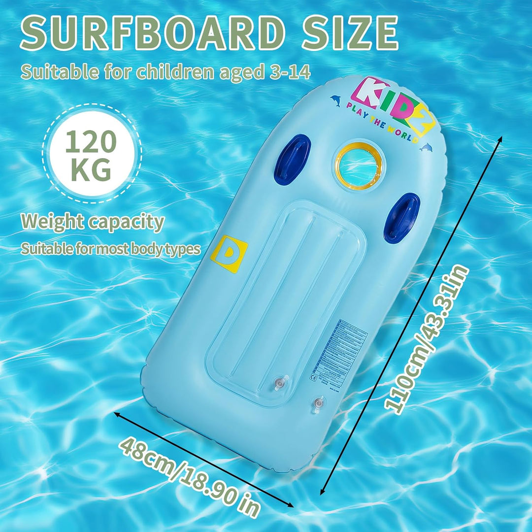 Schwimmbrett Bodyboard Aufblasbar, Surfbrett Bodyboard mit Griffen, Schwimmhilfe Aufblasbar Kinder,