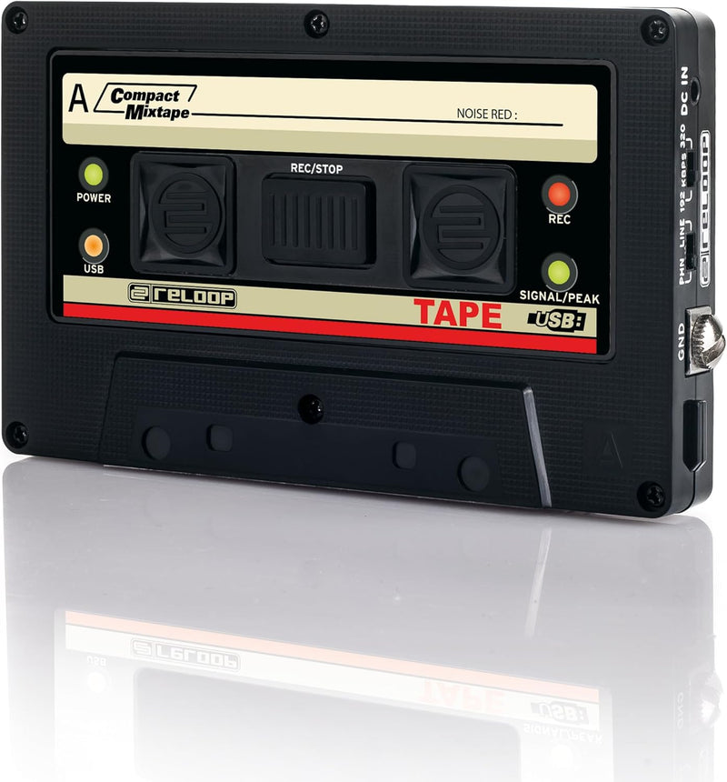 Reloop Tape - USB-Mixtape Recorder im Retro-Kassetten-Look, Line- und Phonoquellen, 3,5-mm-Stereo-Kl
