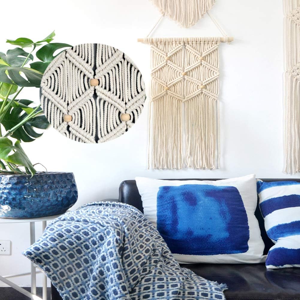 suo long Makramee-Baumwollkordel, 3 mm mit Makramee-Ringen, Makramee-Perlen, 3 mm x 219 m, Makramee-