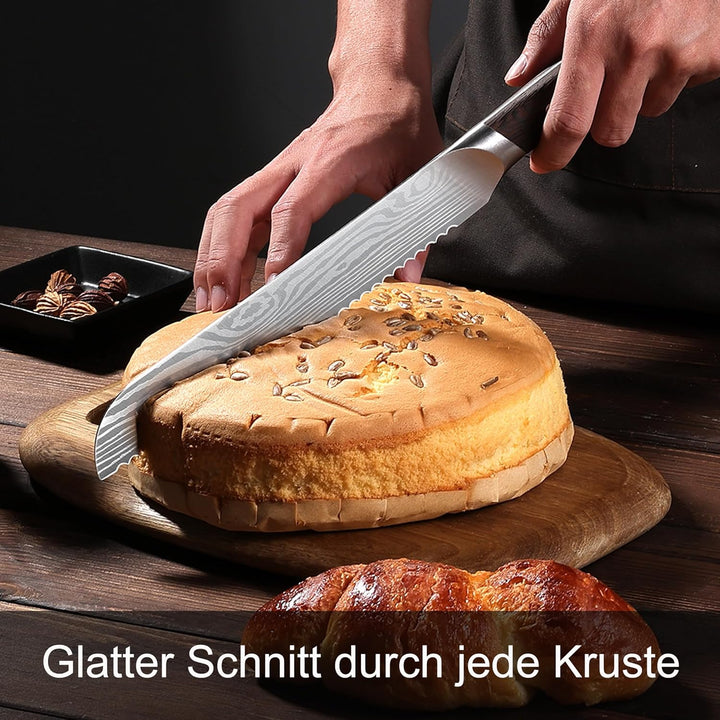 Brotmesser Profi 20cm Wellenschliff: Extra Scharfe Messer aus Hochwertigem Edelstahl mit Ergonomisch