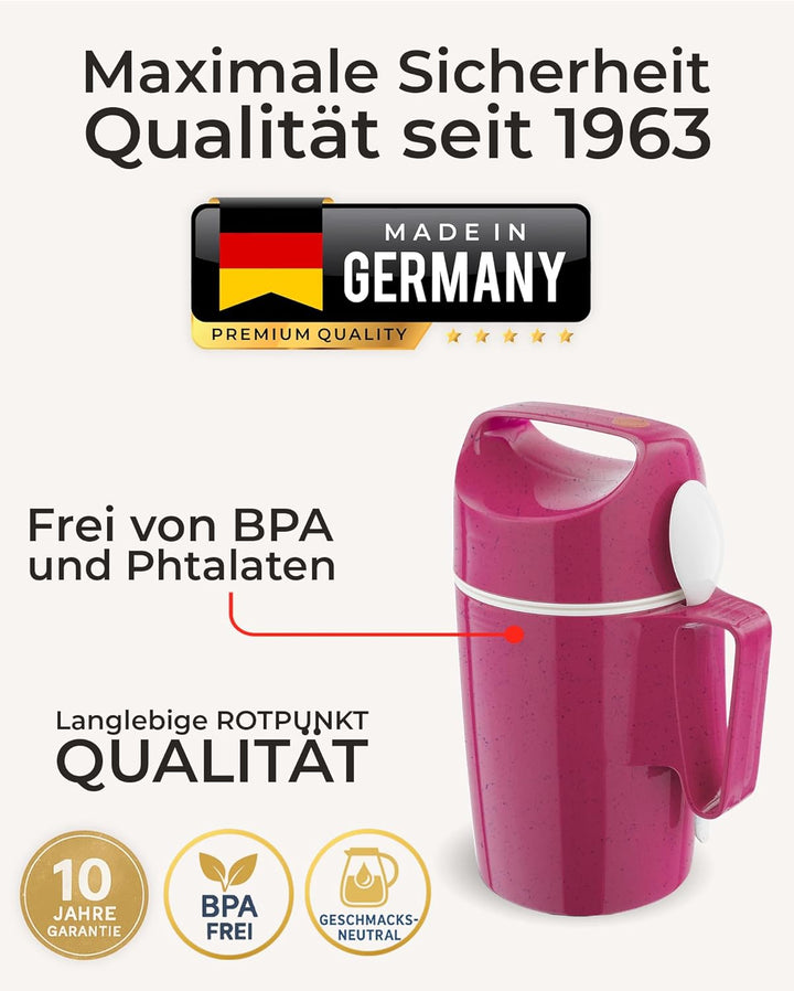 ROTPUNKT Thermobehälter für Essen 850 ml inkl. Löffel – Thermo Lunchbox Heiss &amp; Kalt I Made in Germa