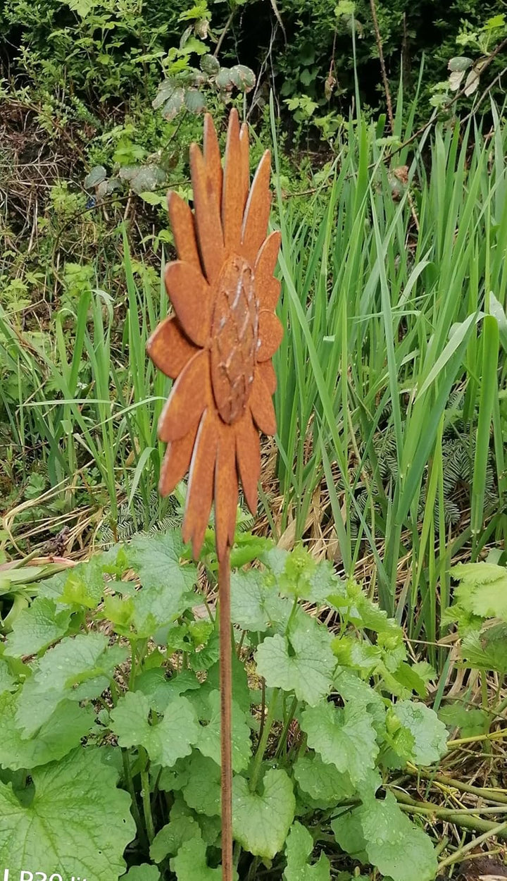 NEU !! Gartenstecker Sonnenblume 80 cm lang aus Metall in Edelrost Rost Dekoration Volleisen Rankhil