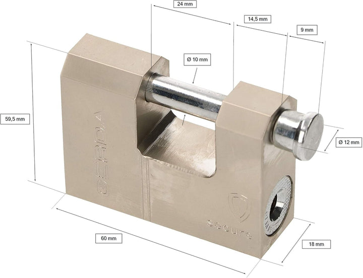 KOTARBAU® Verstärktes Messing-Vorhangschloss 60 mm Monoblock Vorhängeschloss mit Bolzen Einbruchsich