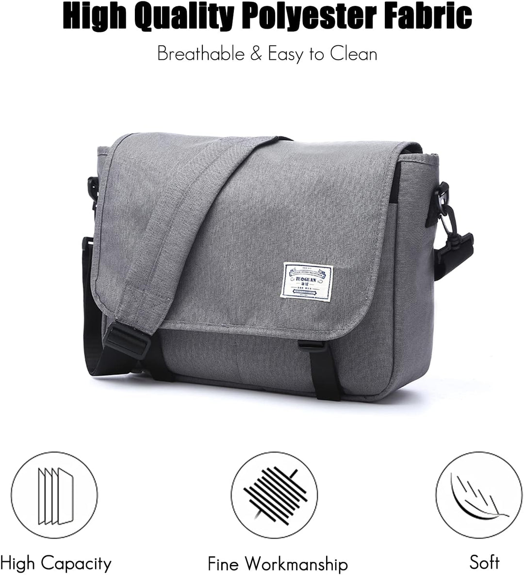 FANDARE Messenger Bag Umhängetasche Schultertasche Laptoprucksäcke Tasche Kuriertasche Polyester Gra