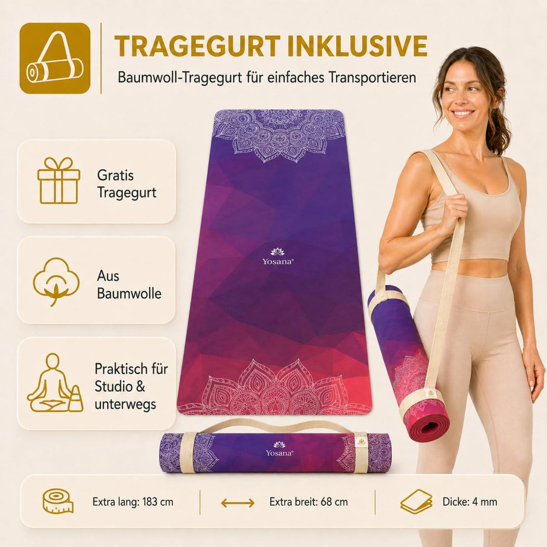 Yogamatte aus Naturkautschuk I Hot Yoga Mikrofaser Matte I Bikram Yogamatte Maschinenwaschbar I Ying