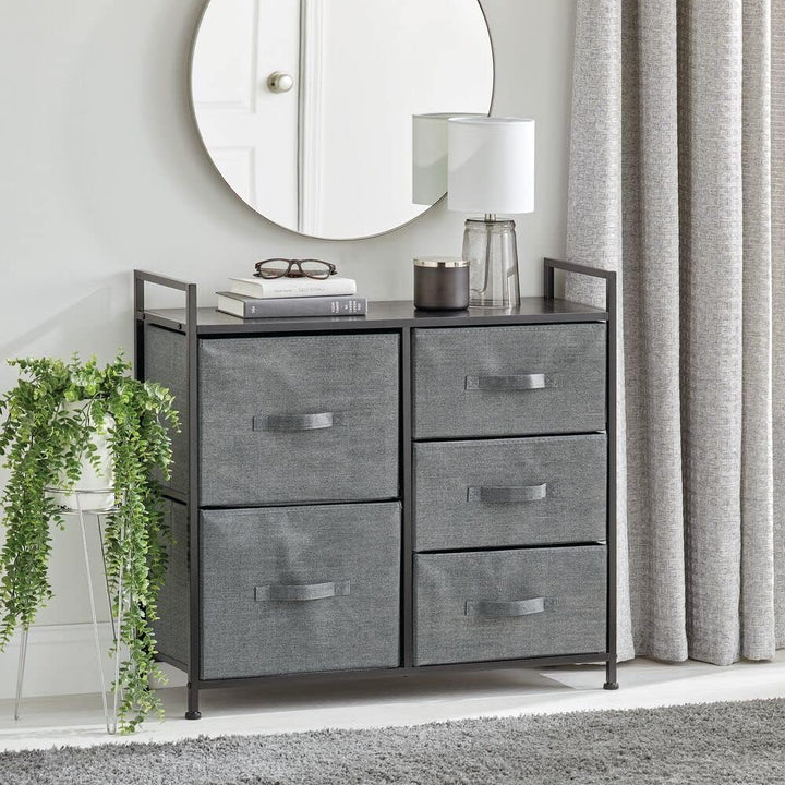 mDesign Kommode aus Stoff – schmaler Schrank Organizer mit 5 Schubladen – praktisches Aufbewahrungss