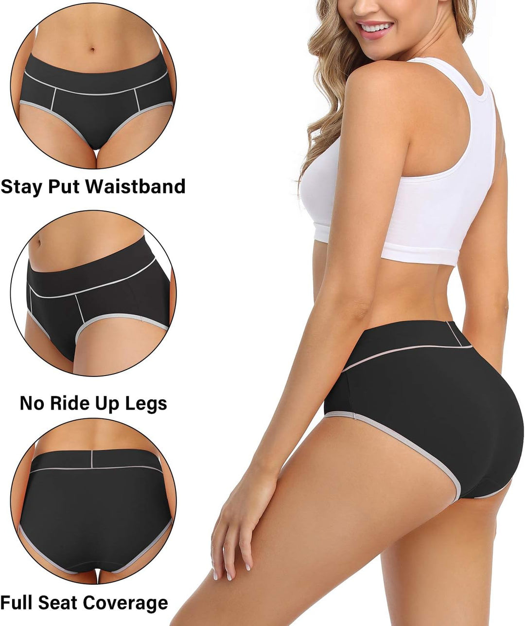 wirarpa Unterhosen Damen Midi Taille Slip Baumwolle Bequeme Unterwäsche Mehrpack