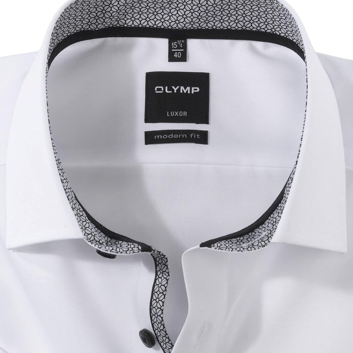 OLYMP Herren Businesshemd Luxor, Männer Oberhemd,Extra Langer Arm,Uni,modern fit 38 Weiss, 38 Weiss