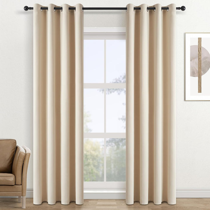 Topfinel Verdunklungsvorhänge Beige Vorhang Blickdicht Gardinen mit Ösen B 140 X H 240 cm Thermovorh