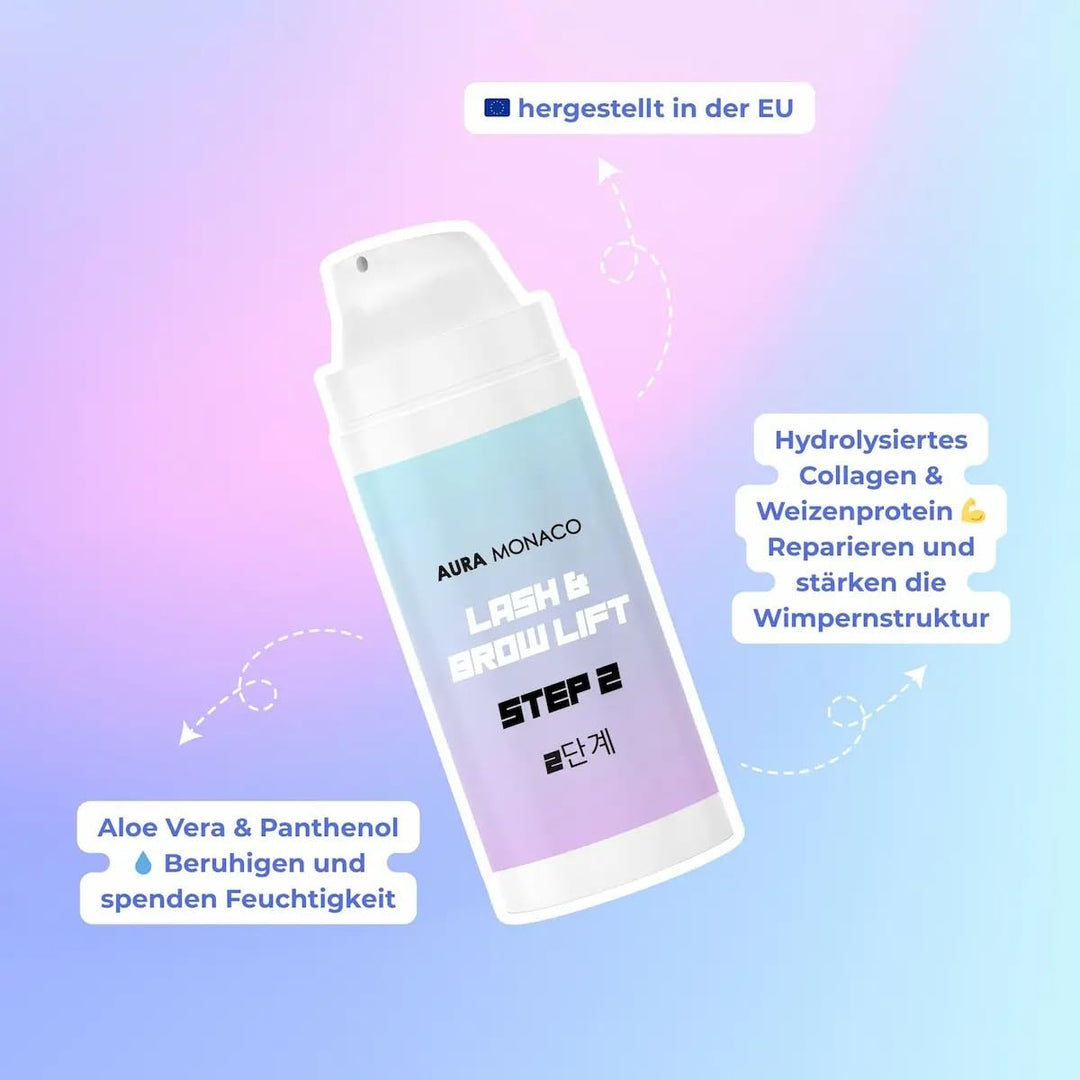 AURA Monaco | Korean Lash & Brow Lift Lotions Step 1 & 2 – je 10 ml – Cysteamin-Formel, TGA-frei – a