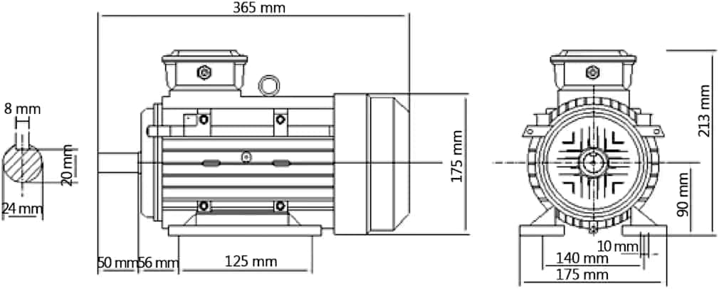 vidaXL Elektromotor 3-Phasen Asynchronmotor Drehstrommotor Motor E-Motor für Kompressor Hebezeug Win
