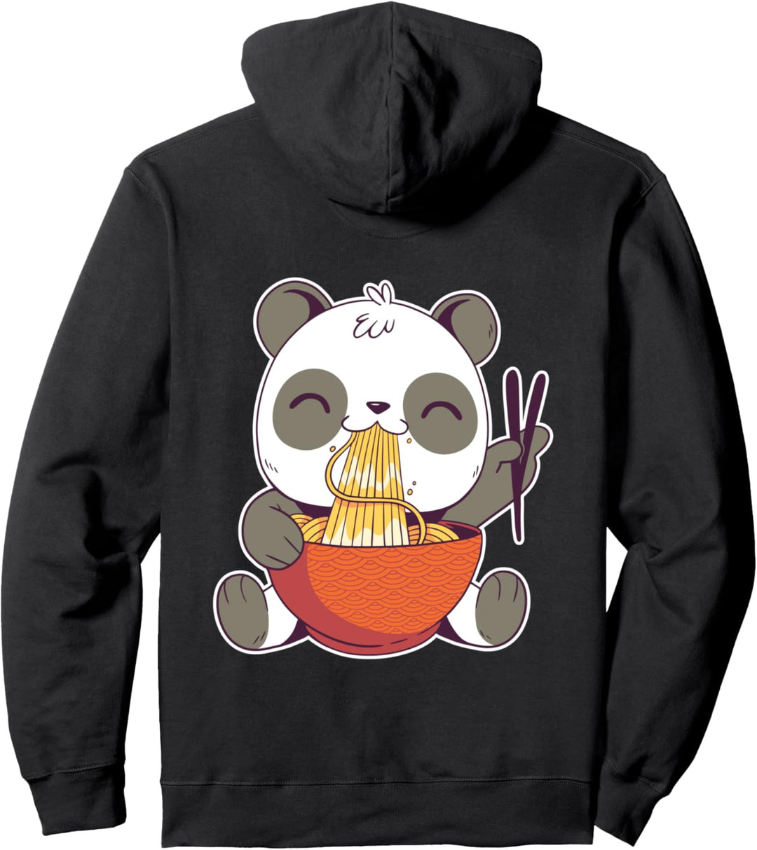 Panda isst Nudeln Süss Cute Ramen Kawaii Bär Japan Spagetti Pullover Hoodie