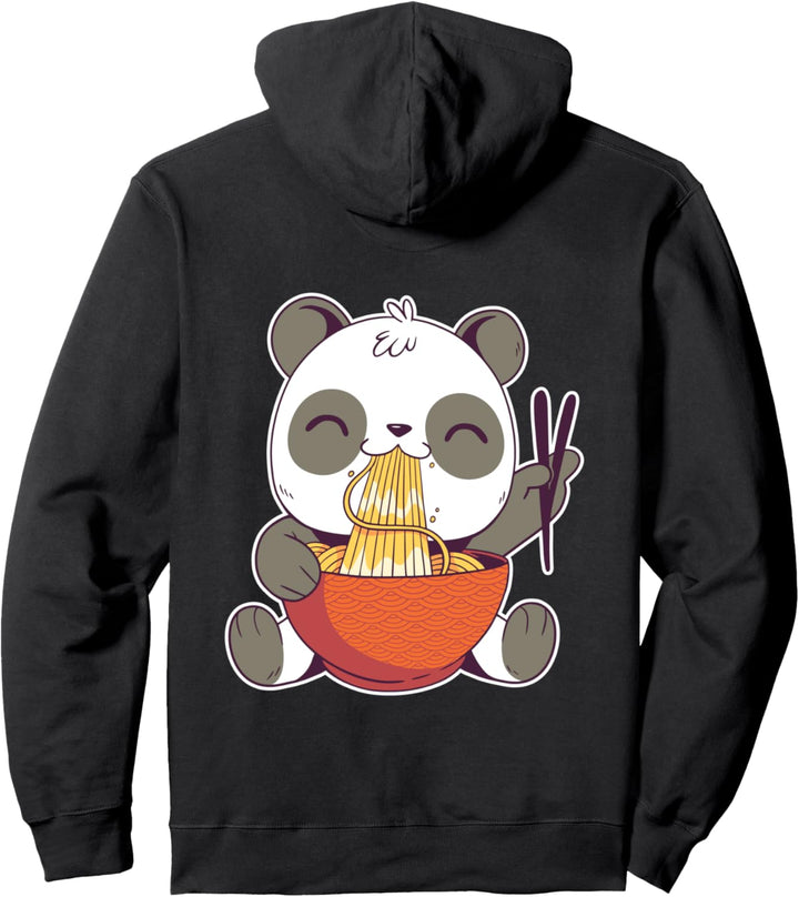 Panda isst Nudeln Süss Cute Ramen Kawaii Bär Japan Spagetti Pullover Hoodie
