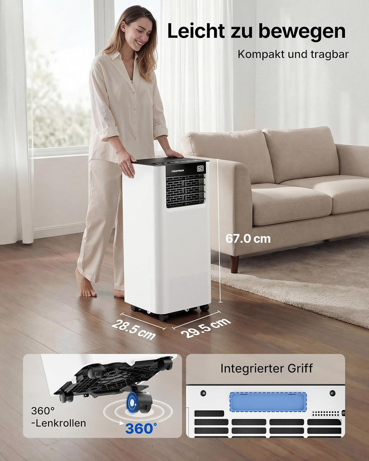 Mobile Klimaanlage 7000BTU 2,0Kw mit Abluftschlauch | 3-in-1 Mobiles Klimagerät | Fensterabdichtung
