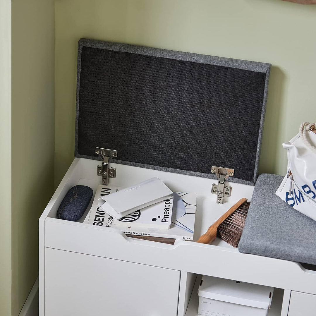 SoBuy Sitzbank mit Stauraum, Schuhbank mit Sitzfläche, Schuhschrank mit Sitzbank, Schuhregal Platzsp