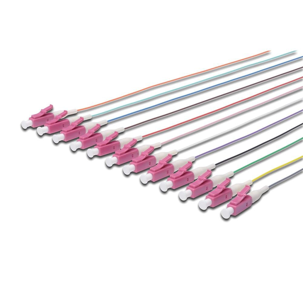 DIGITUS LWL Pigtails - 12 Stück - LC - Simplex - OM4 - Farbcode DIN IEC 304 - Fibre-Optic - Netzwerk