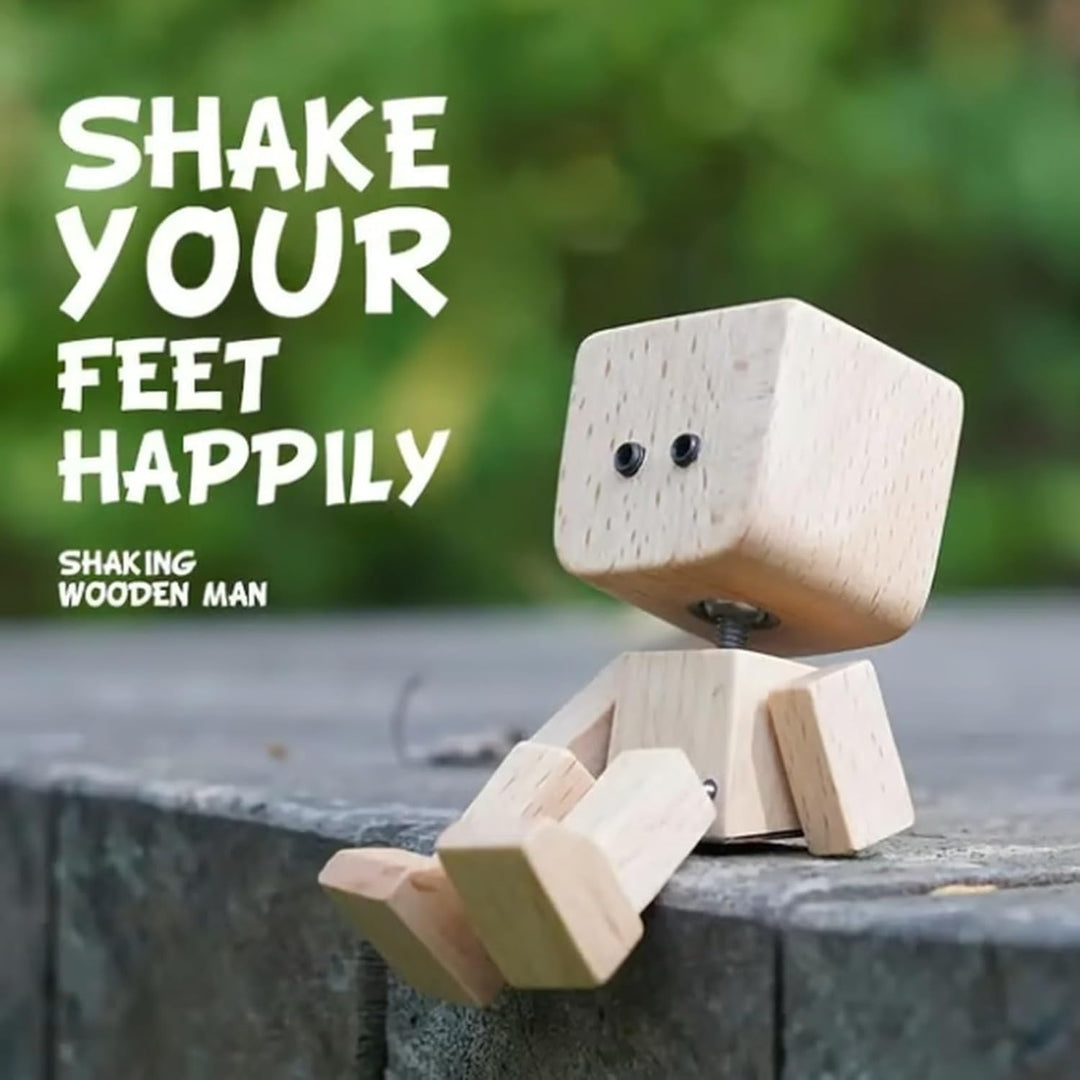 Wobbling Wooden Figures, Small Funny Bobble Head Car Decoration with Magnetic Expressions, Wooden Fi