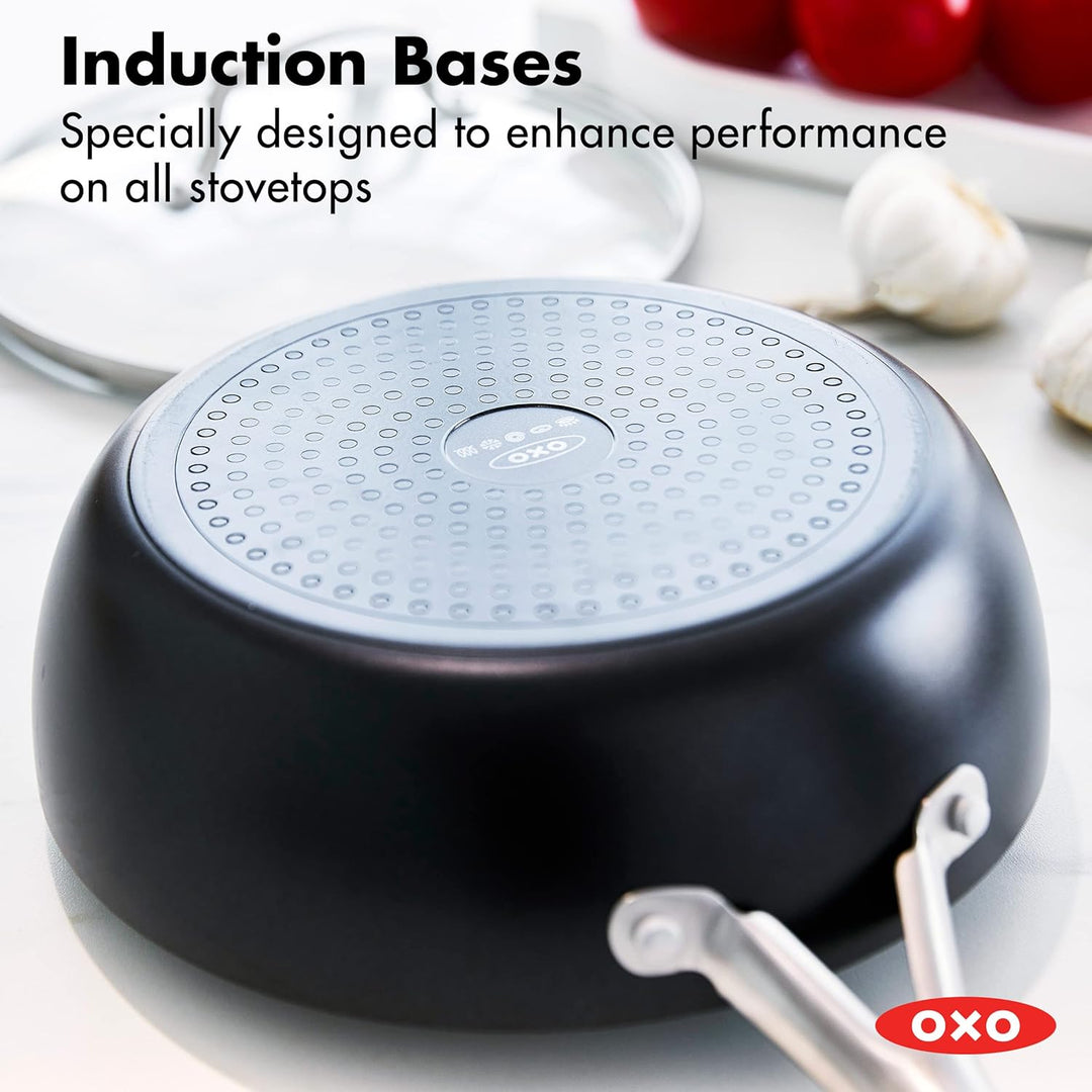 OXO Agility 3QT Kochtopf mit Glasdeckel, Keramik-Antihaft-Kochgeschirr, PFAS-frei, induktionsgeeigne