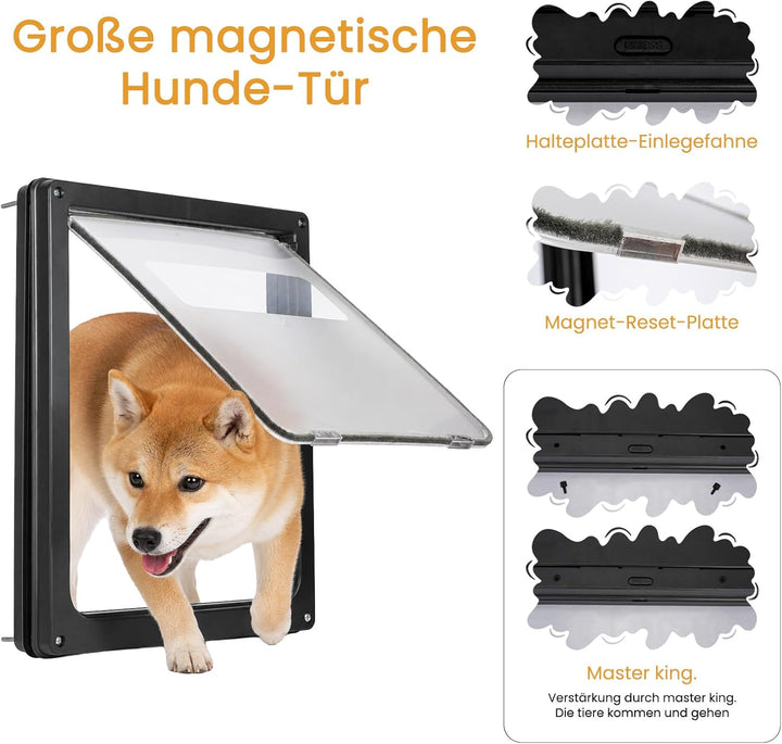 Wetterfeste Haustierklappe für grosse Hunde und Katzen 43 x 35,5 cm, magnetisches Verschlusssystem m