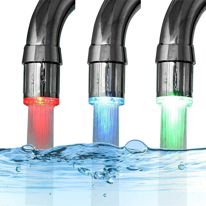 3-Farben temperaturempfindliche Farbverlauf LED-Licht Küche Bad Wasserhahn Wasser Duschkopf Kinder H