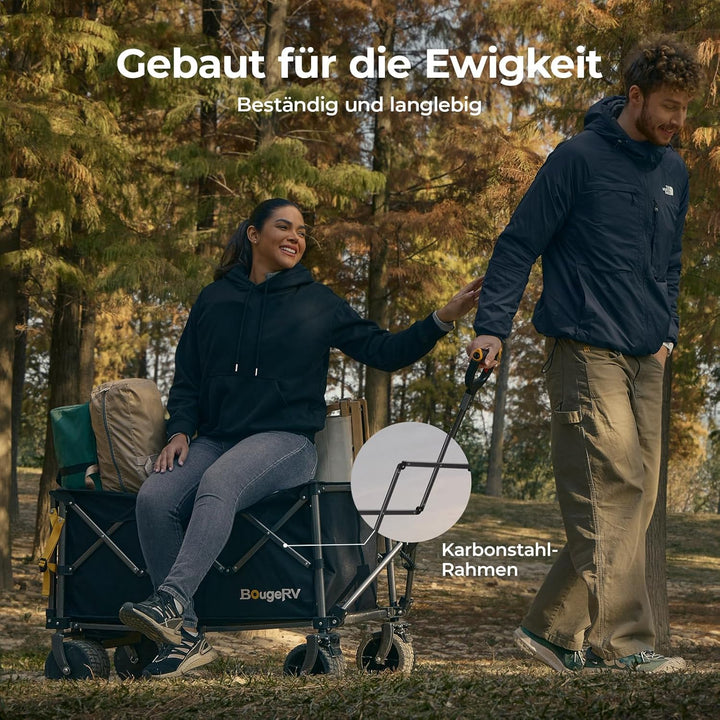 BougeRV Elektrischer Bollerwagen faltbar, 200 kg Belastbarkeit, Campingwagen mit Antrieb, 250W Doppe