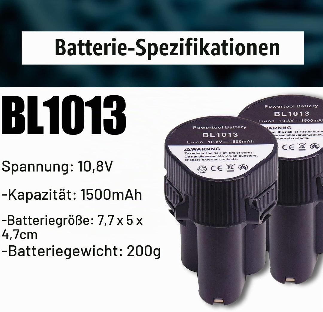 FengWings BL1013 10.8V 1.5Ah Ersetzen 2PCS Akku mit Ladegerät Kompatibel mit Für Makita Akku BMR102