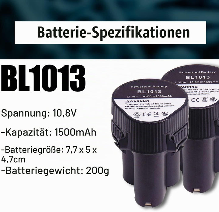 FengWings BL1013 10.8V 1.5Ah Ersetzen 2PCS Akku mit Ladegerät Kompatibel mit Für Makita Akku BMR102