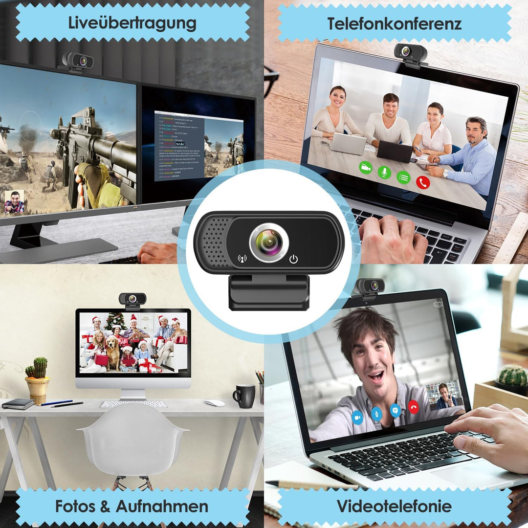 ToLuLu USB C Webcam for PC: 1080P HD Web Cam with Mic,Computer Camera with Privacy Cover & Tripod St