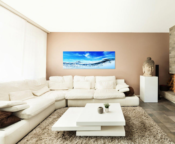 Paul Sinus Art Panoramabild auf Leinwand und Keilrahmen 120x40cm Wasser Welle Blasen Himmel Wolkensc