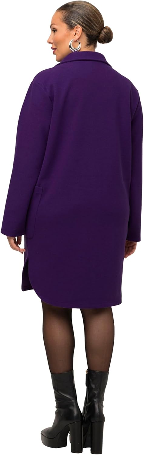 Ulla Popken Damen Sweatmantel mit Schlitzen Sweatjacken 46-48 Tiefes Violett, 46-48 Tiefes Violett