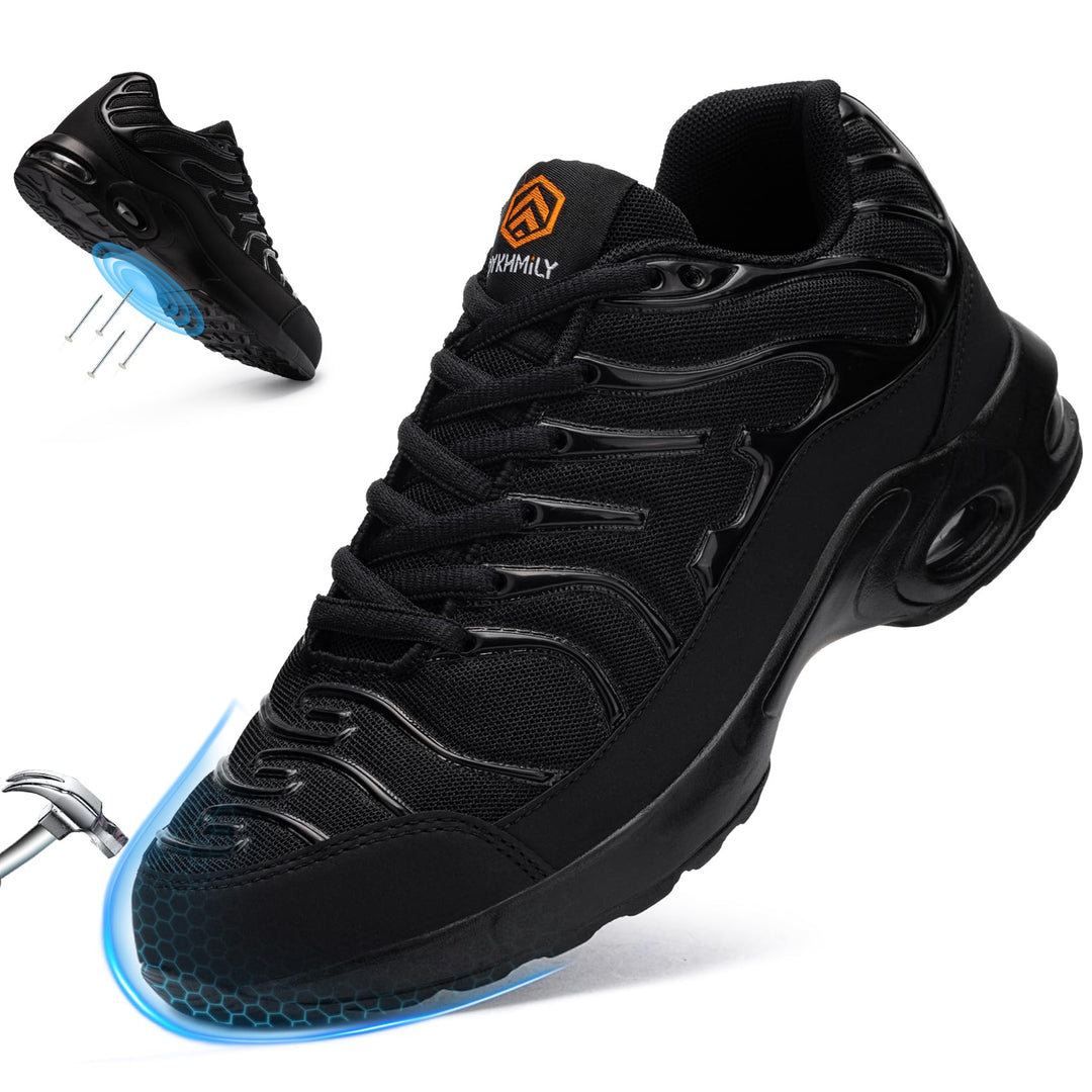 DYKHMILY Arbeitsschuhe Herren Sicherheitsschuhe Leichte Pannensichere Stahlkappenschuhe Arbeit Komfo
