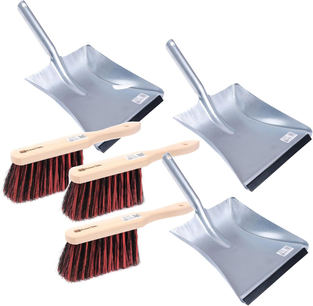 BawiTec 3er-Set Kehrgarnitur Kehrset Naturhaar Rosshaar Arenga Kunsthaar Borsten Industrie Handfeger