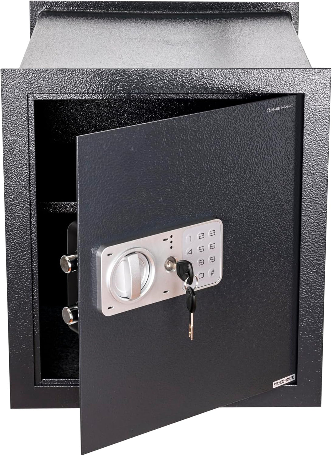 Genie Hand | Elektronischer Safe für Wand und Schrank, mittelgross, mit Zahlenkombination und Schlüs