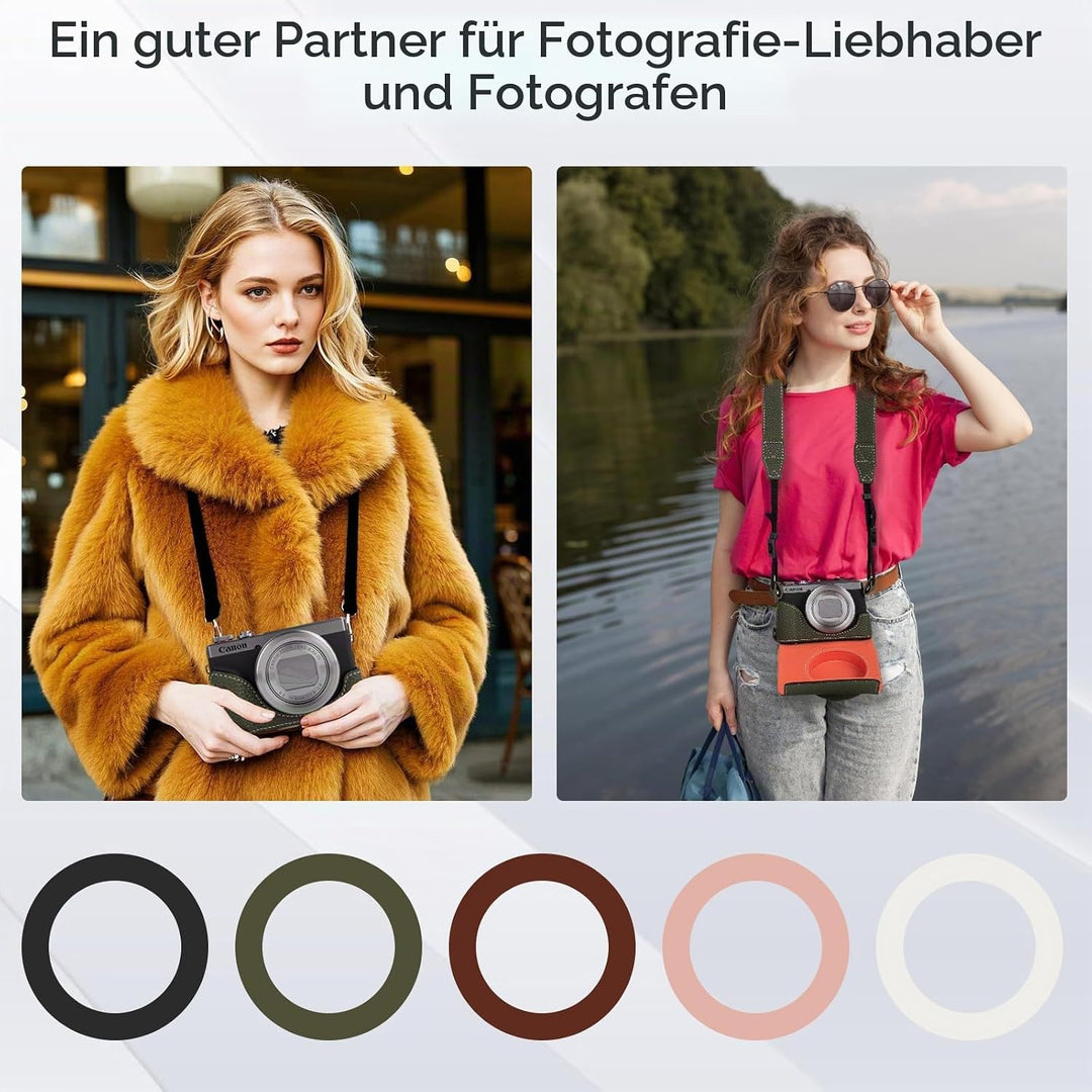 Rieibi G7 X G7X II G7X III Hülle, Vintage Leder Kameratasche für Canon PowerShot G7X G7X Mark II G7X