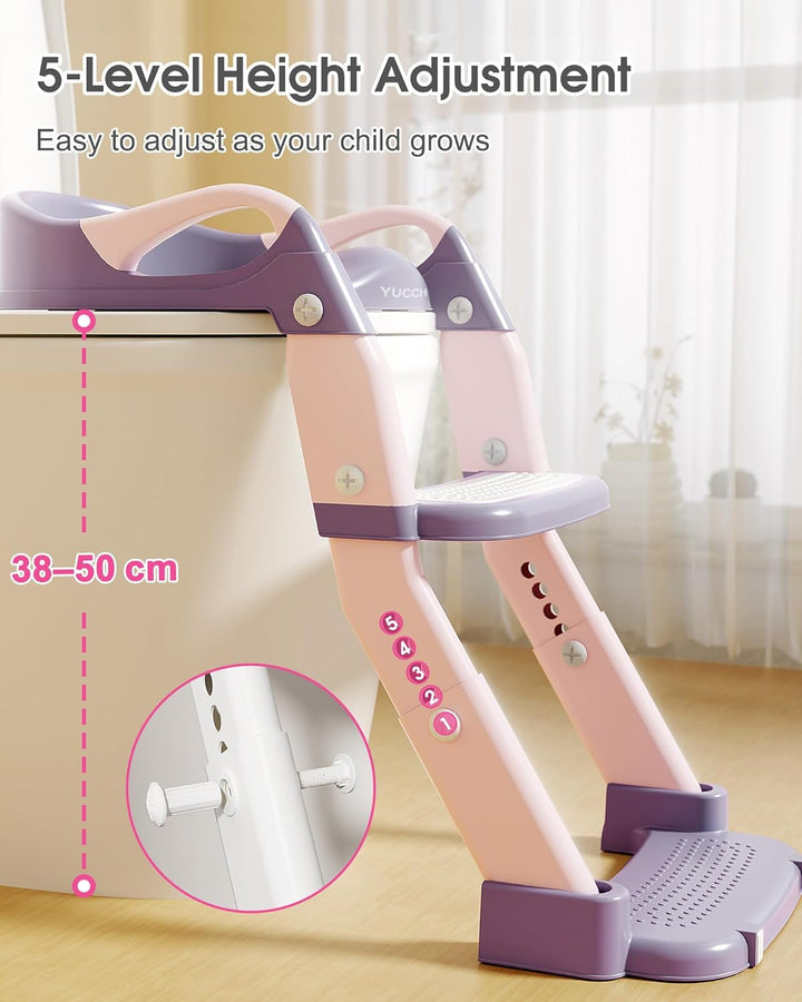 Yucch Toilettensitz Kinder mit Treppe – Upgraded 2-in-1 Kind Toilettensitz höhenverstellbar, rutschf