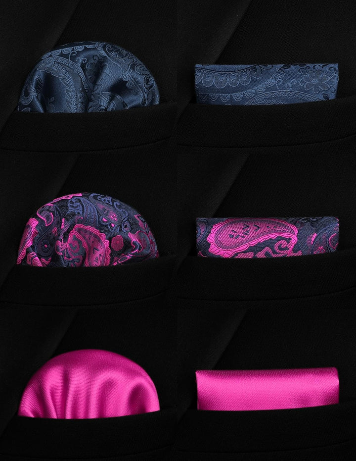 HISDERN Los 3 Stck Herren Krawatte Klassisch Elegante Krawatten und Einstecktuch Seidenkrawatte Set