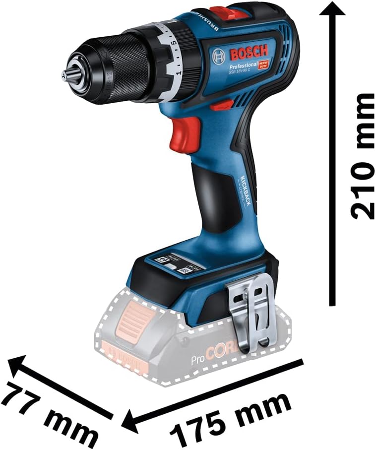 Bosch Professional 18V System Akku Schlagbohrmaschine GSB 18V-90 C (inkl. 2x ProCORE-Akkus 4.0Ah, Bl