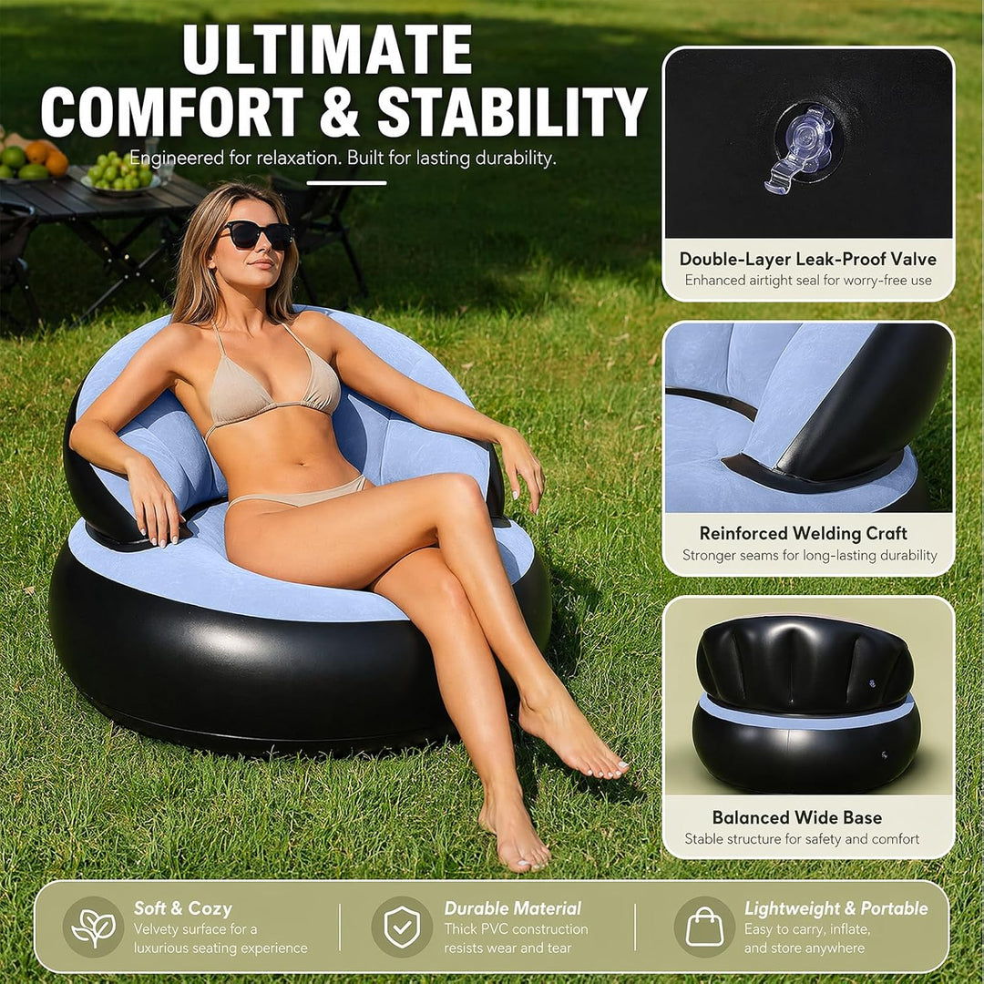 CEWROM Aufblasbares Sofa, Aufblasbarer Sessel, Sessel, Sofa und Couch mit Beflockter Oberfläche für