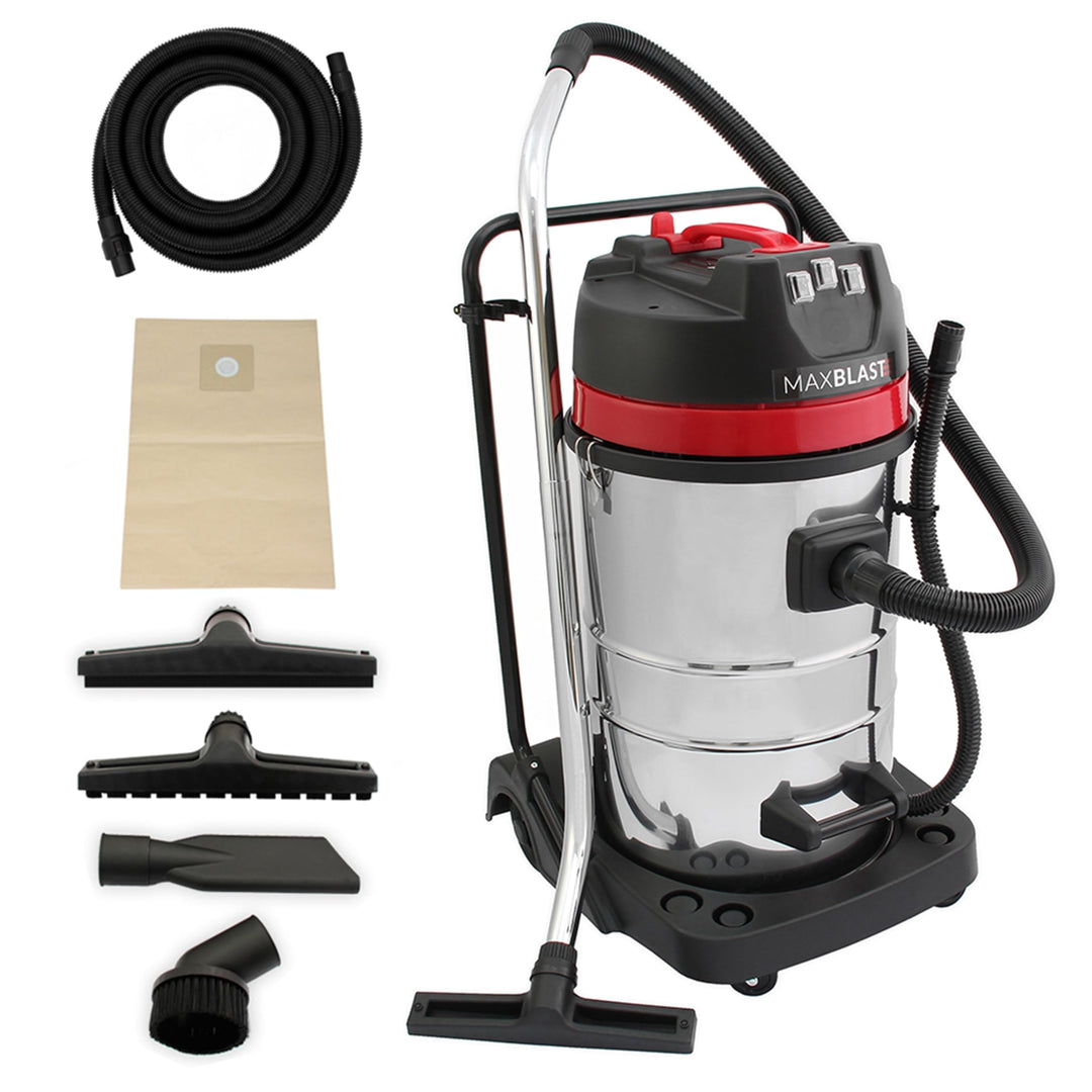Nass- & Trocken Industriestaubsauger 80L, extra langer 5m Schlauch mit Zubehör, 3000W, Dreifachmotor