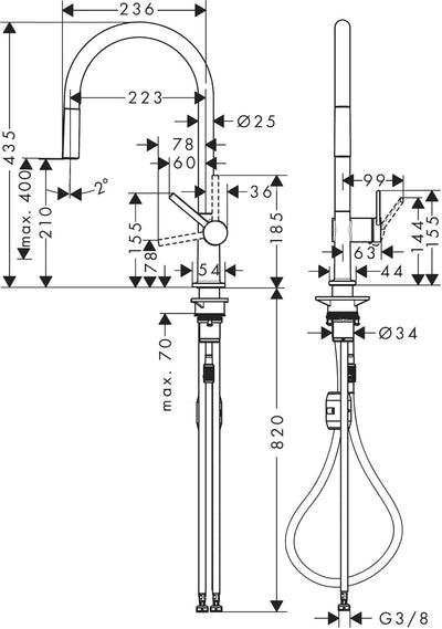 hansgrohe Küchenarmatur Talis M54 (Wasserhahn Küche, 360° schwenkbar, ausziehbarer Auslauf, hoher Ko