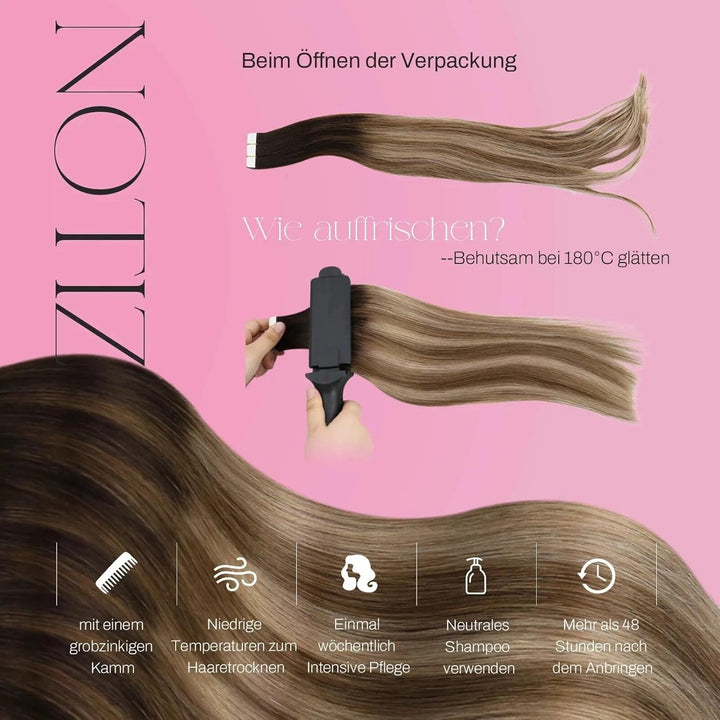 Moresoo Tape in Extensions Echthaar Remy Seamless Extensions Echthaar Tape Klebestreifen Extensions