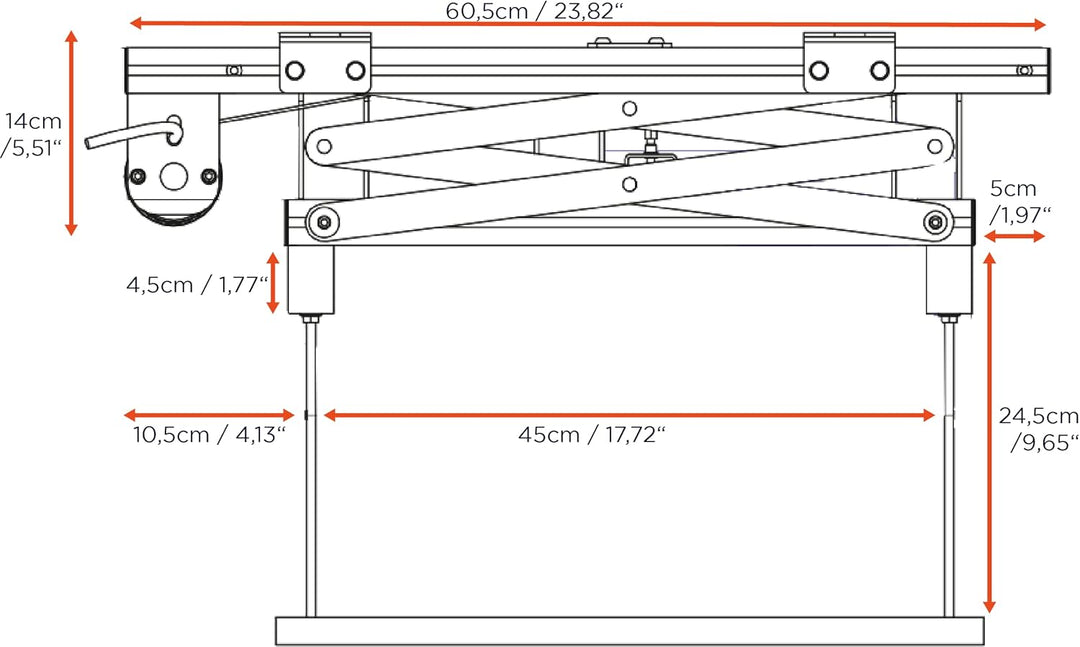 celexon elektrischer Beamer-Deckenlift PL400 HC Plus | Hub max. 54cm ausfahrbar | höhenverstellbare