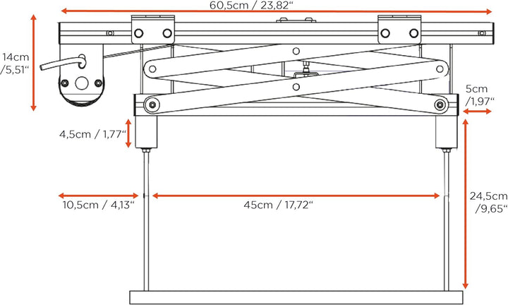 celexon elektrischer Beamer-Deckenlift PL400 HC Plus | Hub max. 54cm ausfahrbar | höhenverstellbare