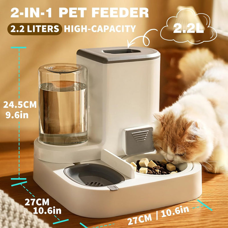 PETCUTE 2-in-1 Automatischer Futter und Wasserspender für Haustiere,Futterspender für Katzen mit gro